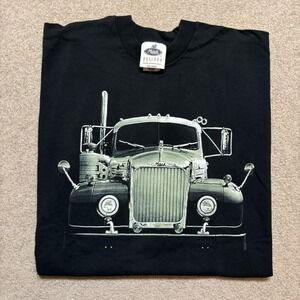 Vtg Mack Trucks Shirt Mens 2XL Black Semi Truck Graphic Tee Bulldog FOTL 90s